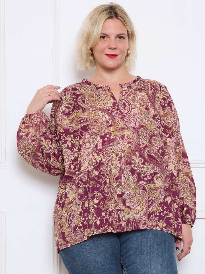 Taglia Grande - Tunica stampata a maniche lunghe per la vendita all'ingrosso da parte di C'MELODIE