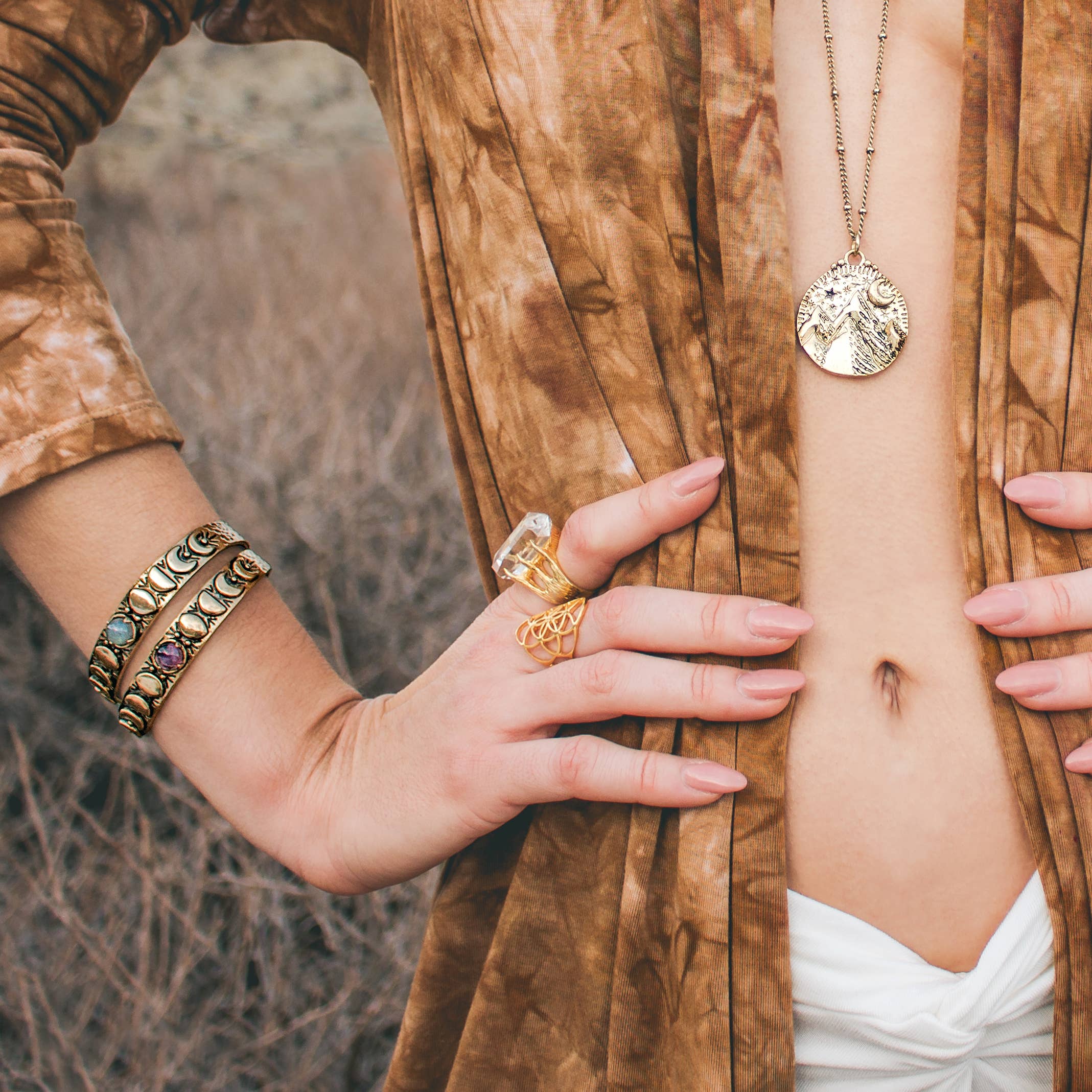 Hiouchi Jewels | Rose & Bolt Grateful Dead Jewelry - Wholesale Cocktail/Statement Ring - Seed of Life Ring | Gold1