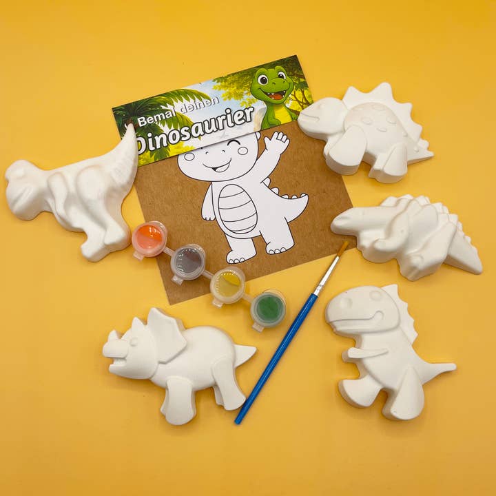 Conjunto de pintura de aniversário infantil Dinossauro com pincel e tintas por atacado de Mindful Papers