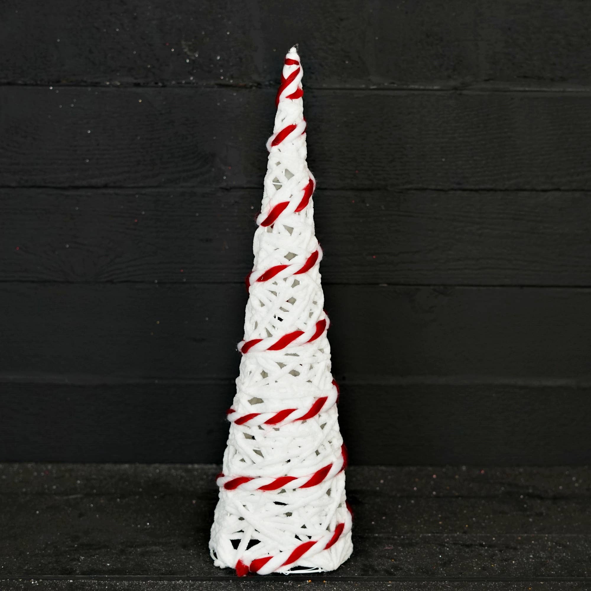 Holiday Depot Inc. - Wholesale Christmas Decoration - 570252- RED WHITE WOVEN YARN CONE TREE-23.5inH x 6inB0