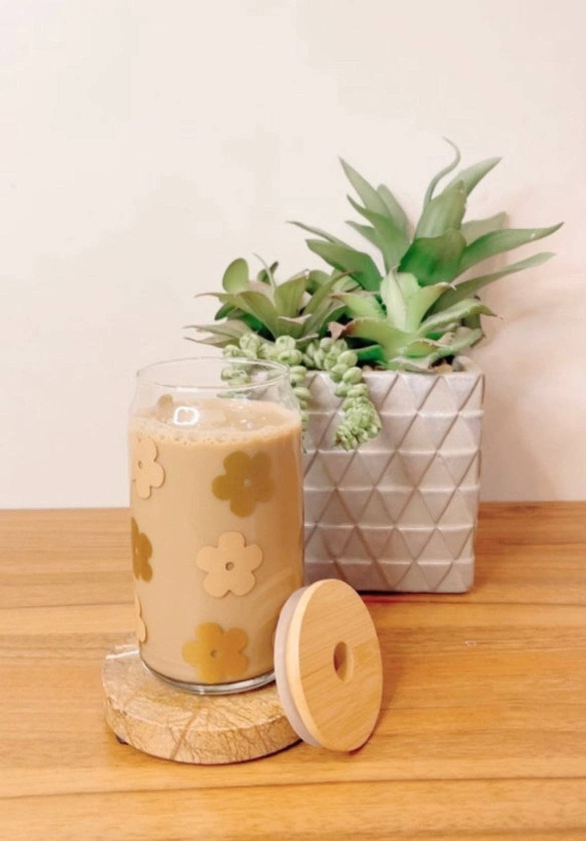 Pink pretty designs - Wholesale Drinkglas/beker - Daisy Flower glazen beker, bierglasblikje, frisdrank, koffiekopje1