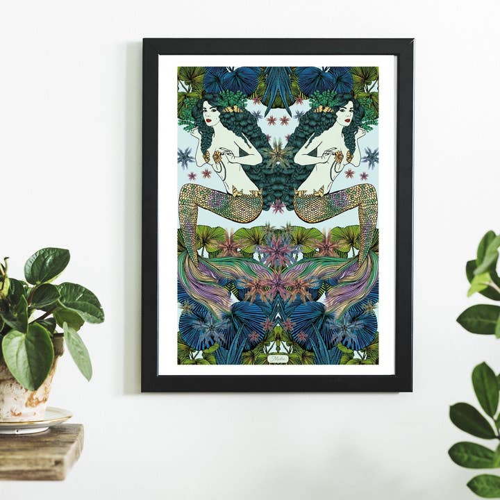 Mermaid Art Nouveaux Boho Colour Art Poster Print Msdre.. for wholesale by Msdre