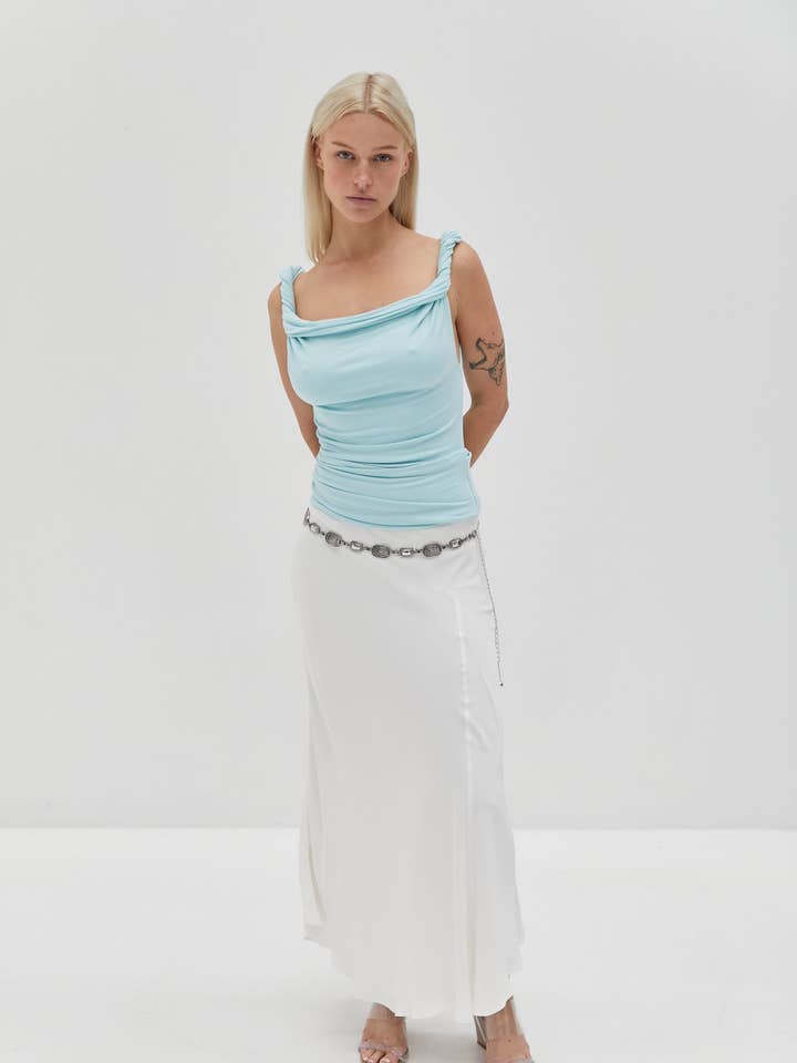 Rebecca Rope Off The Shoulder Top - Blue for wholesale on Faire0