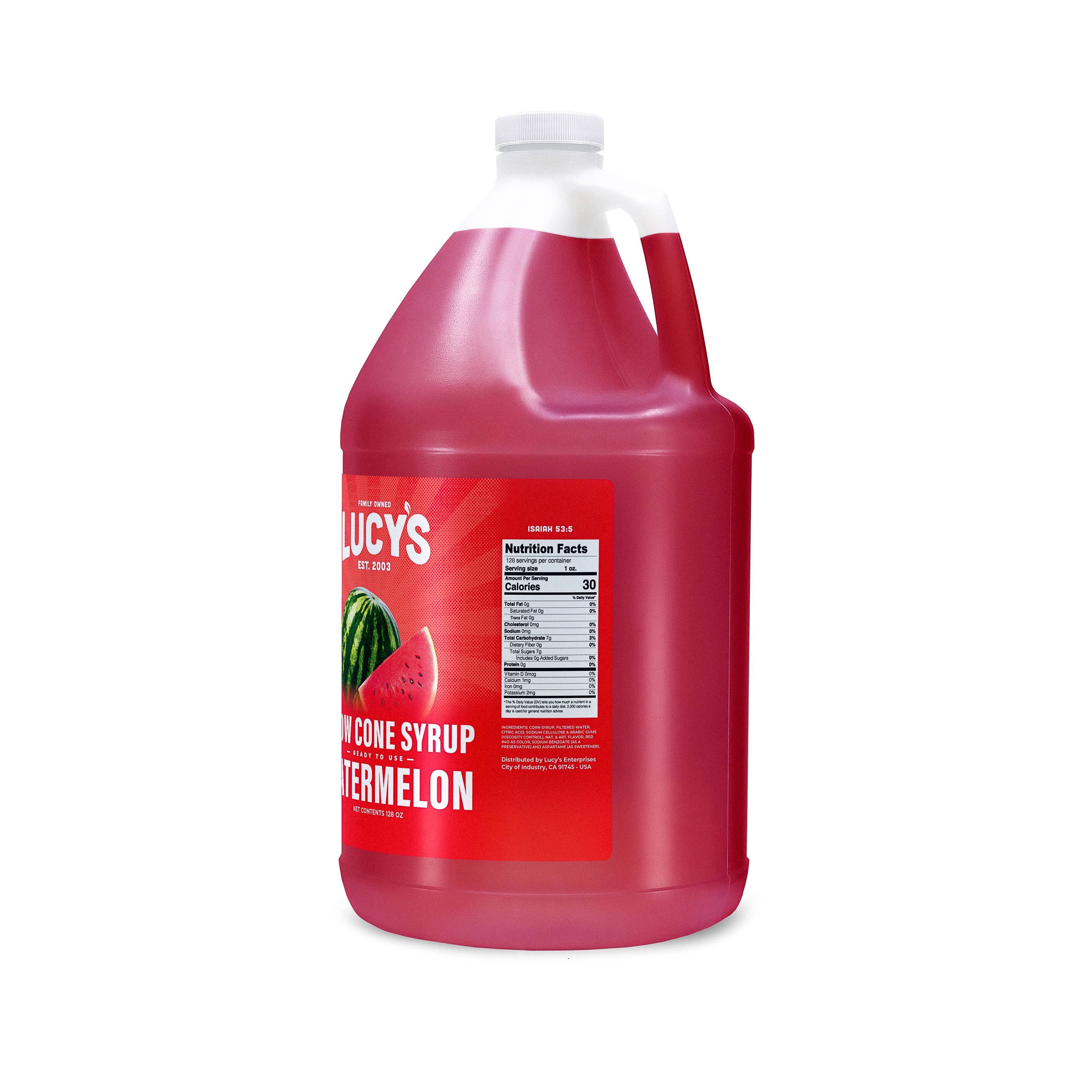 Lucy's - Wholesale Flavored Syrup - Watermelon Snow Cone Syrup - 128oz1