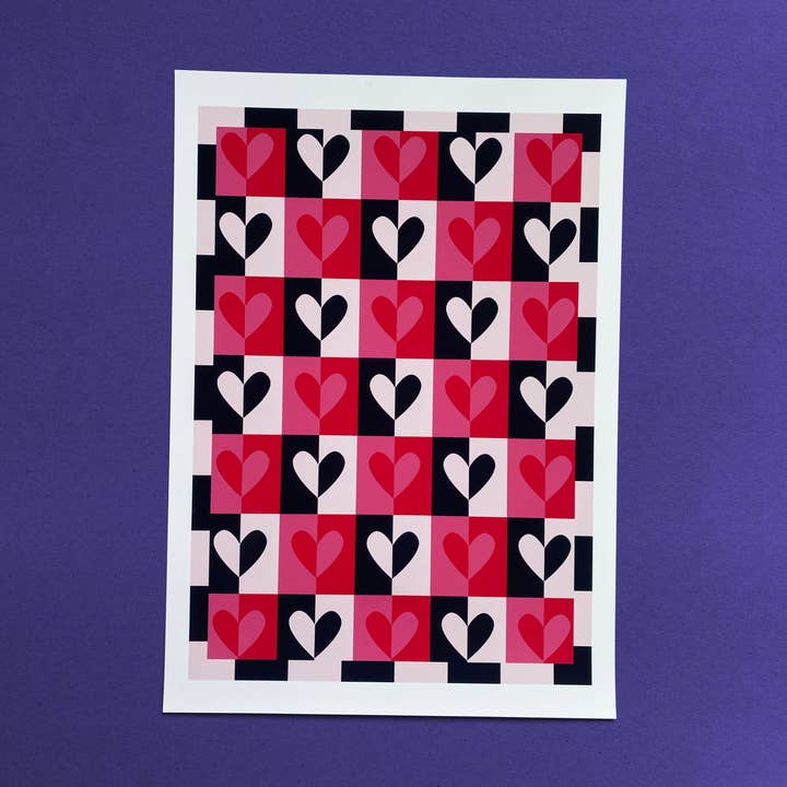 CHECKMATE Print | Art Print | Hearts for wholesale by KATIE PAYNE DESIGN