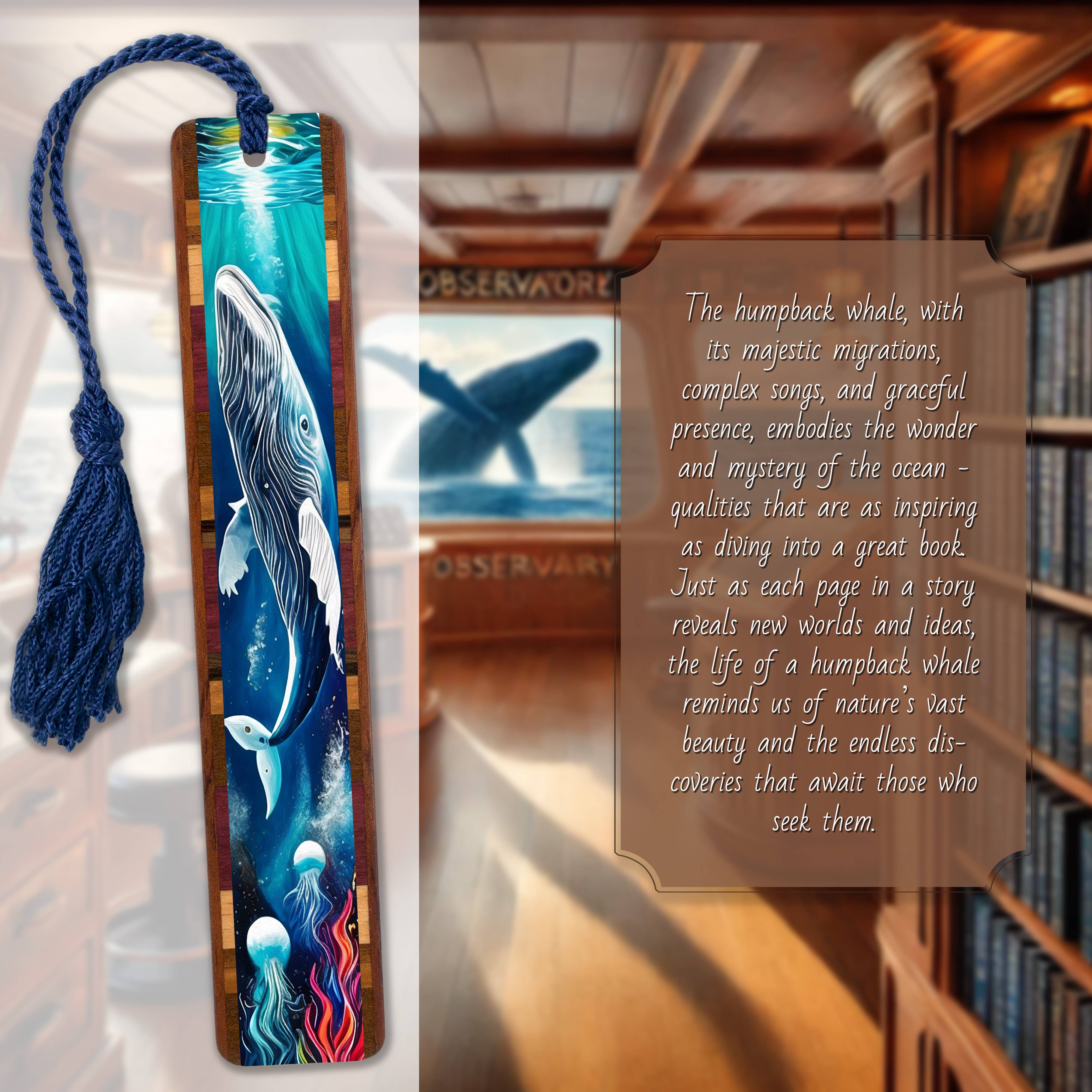 Mitercraft - Wholesale Bookmark - Humpback Whale Handmade Wooden Bookmark2