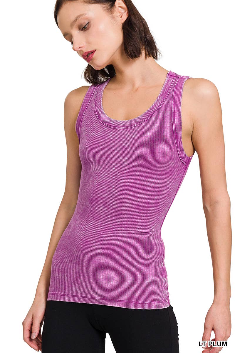 DEEP SKY  `.Washed Ribbed Scoop Neck Tank Top for wholesale on Faire6