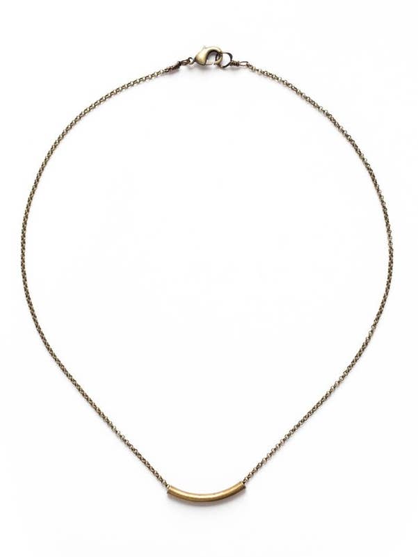 Small Brass Curve Bar Necklace for wholesale by Collarbone Jewelry