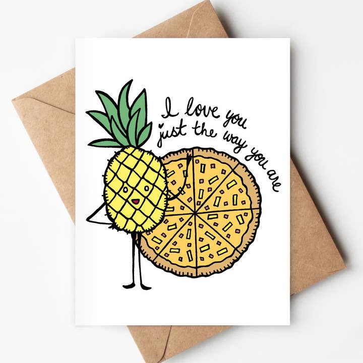 Just the Way You Are Eco-friendly Card Love Pizza Valentine for wholesale by Jenna's Doodles