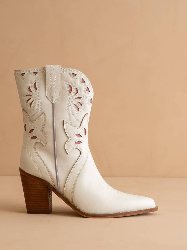 The Sorrel | White Paneled Western Bootie for wholesale on Faire
