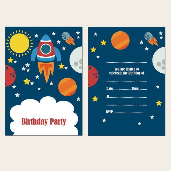 Birthday Invitations - Rocket - Pack of 10 for wholesale by Dotty About Paper