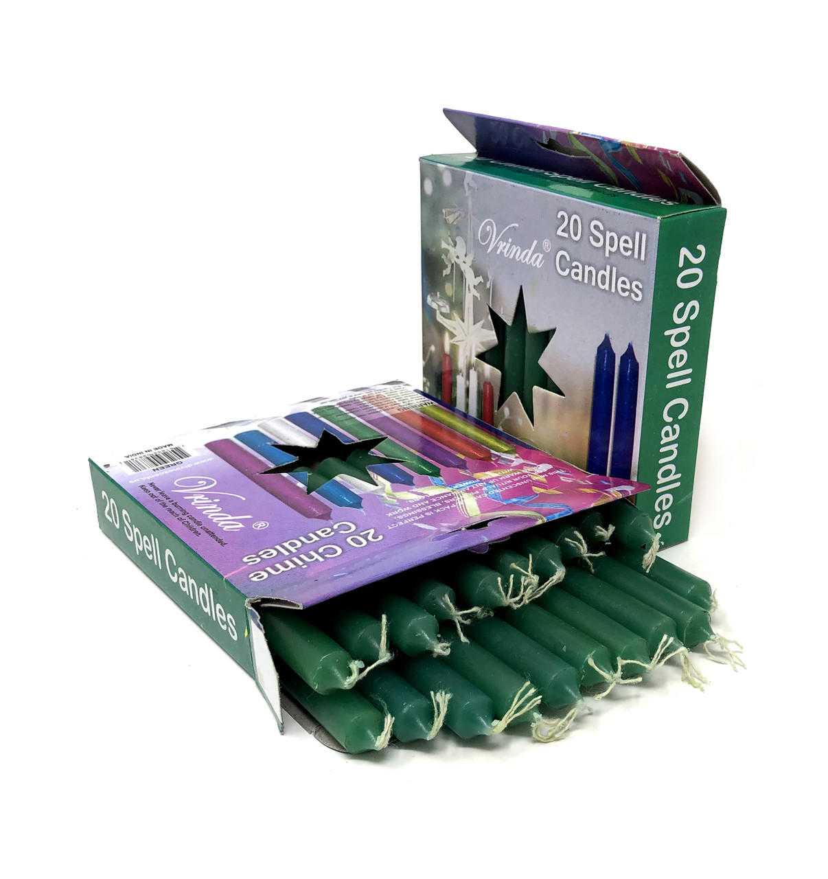 Vrinda - Wholesale Tapered Candle/Candlestick - 4''Chime/Spell candles(pack of 20) Green6