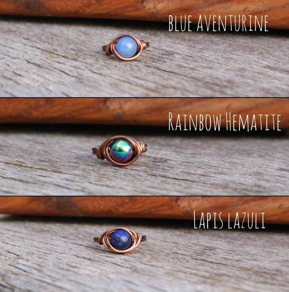 Gratefully Dreaming - Wholesale Cocktail/Statement Ring - Antique Copper Wire Wrapped Gemstone Rings 6