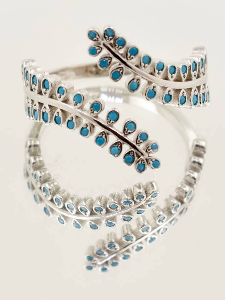 Sophors ring i 925 sølv med guldbelægning og turkis - justerbar størrelse for engroshandel hos Glamdust