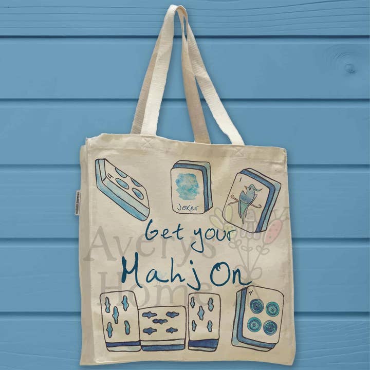 Mahjong Funny Organic Cotton Tote Bag – Game Night Gift for wholesale by Avery's Home