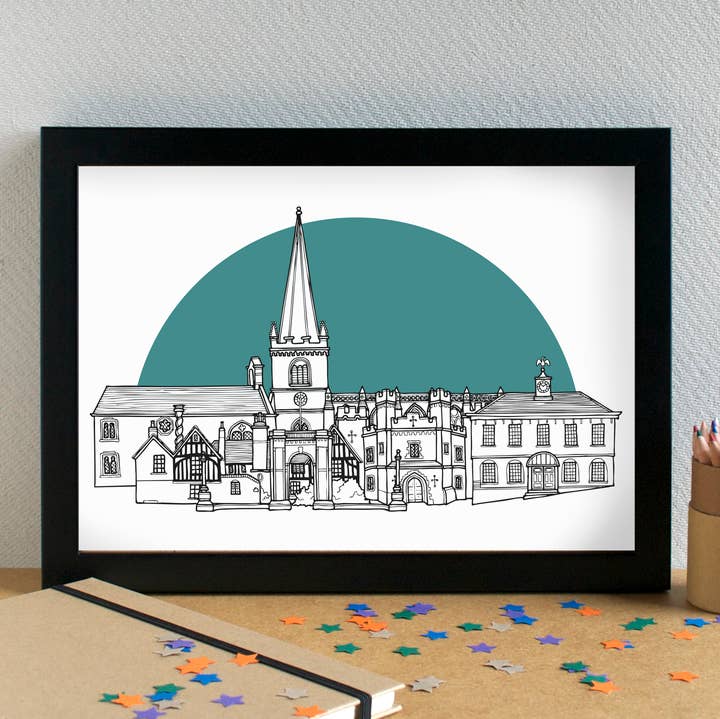 Becka Griffin Illustration - Wholesale Art Print - Buckingham Skyline Landmarks Art Print - unframed