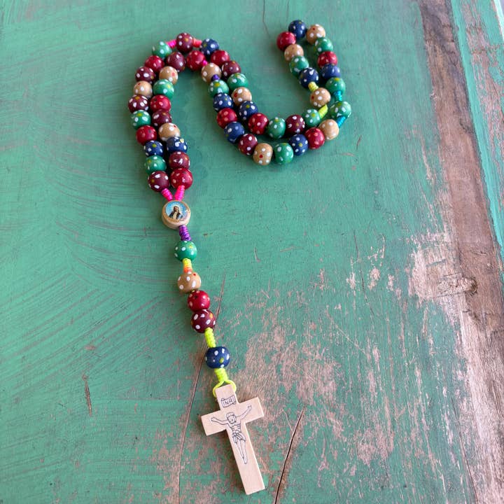Love and Honor Jesus LLC - Wholesale Prayer beads necklace - Colorful Wooden Polka-Dot Rosary For Kids