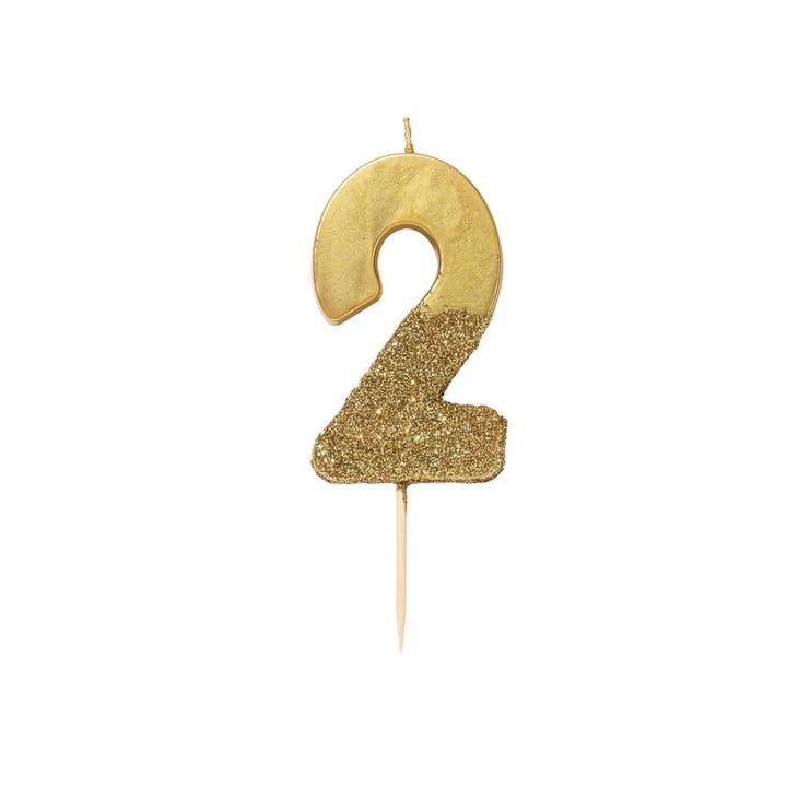 Talking Tables USA - Wholesale Cake Candle - Gold Glitter Birthday Number Candles | 0-9 | Single |