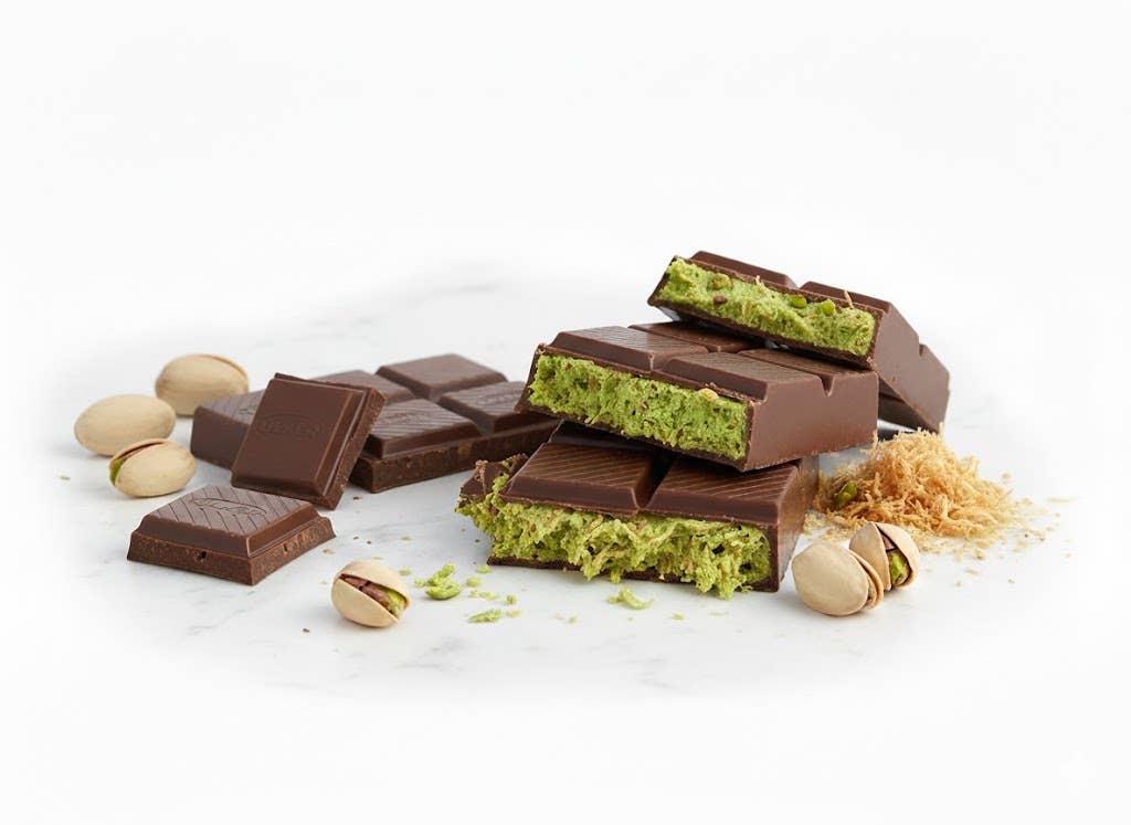 Aladdin - Venta al por mayor Chocolate - Barra de Chocolate de Dubái 100g V-Regalo Praliné de Pistacho Halal4