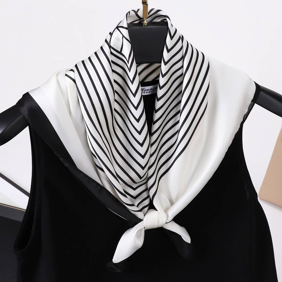 ACCITY - Wholesale Scarf - Women's - Vintage Letter Print Satin Square Scarf for Women_CWASC08099