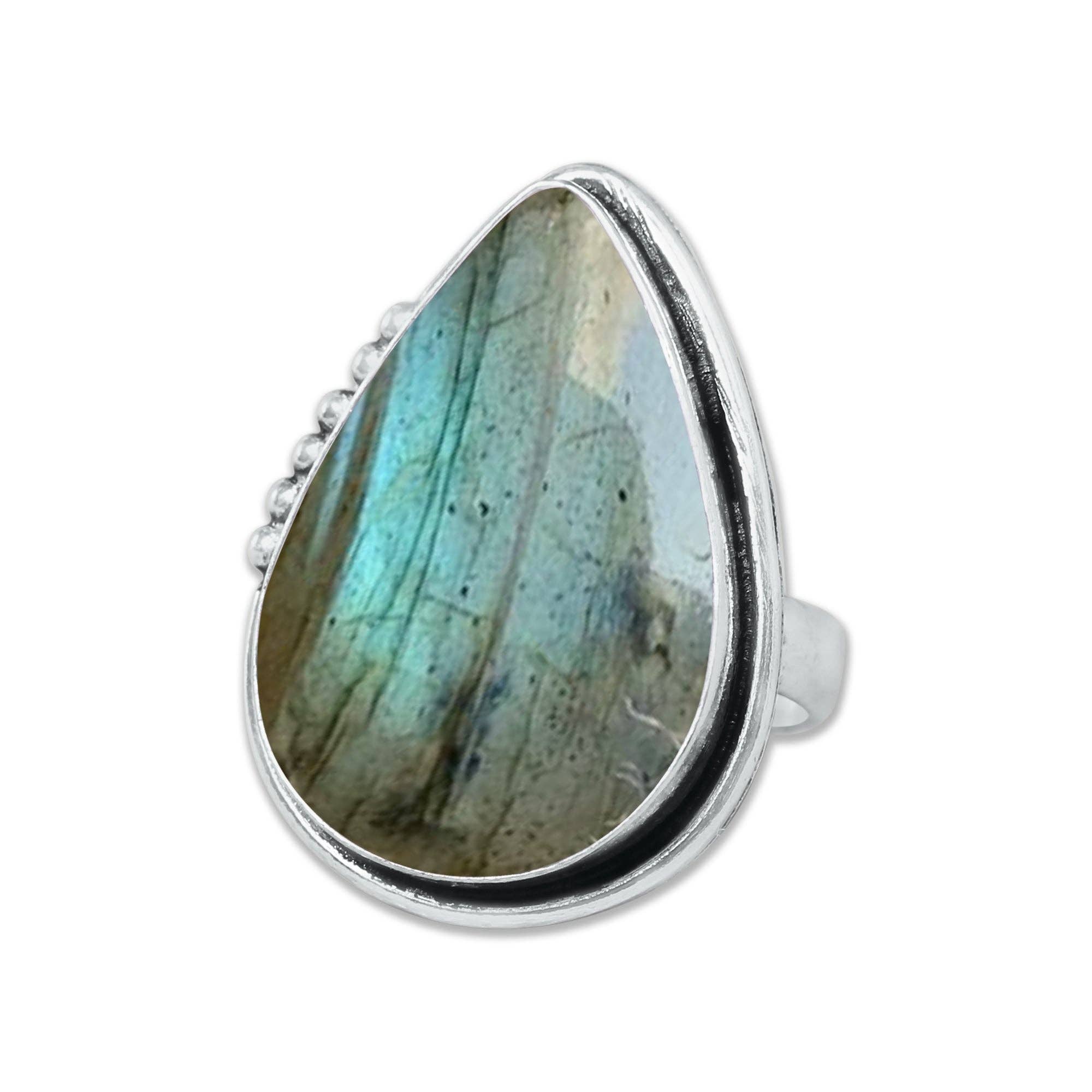 Handmade Jewels – Anel de cocktail/declaração por atacado – Anéis de Labradorite – Prateados, Feitos à Mão, Cintilantes Cinza-Azul (Tamanhos EUA 6–10, Não Ajustáveis)15