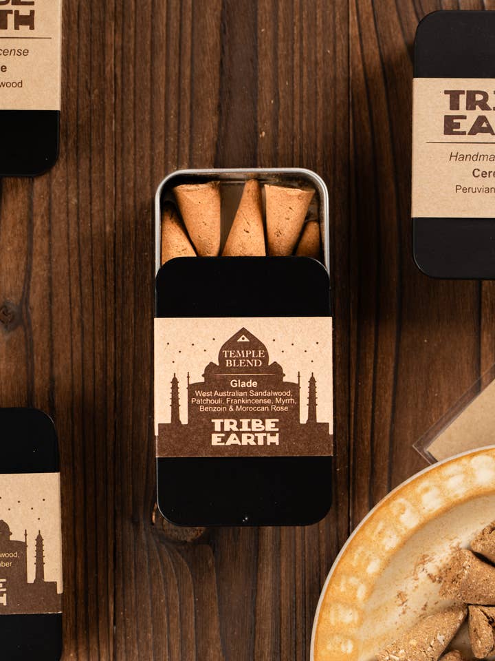 Glade Cones - Patchouli, Frankincense, Myrrh, Benzoin & Rose for wholesale by Tribe Earth Incense