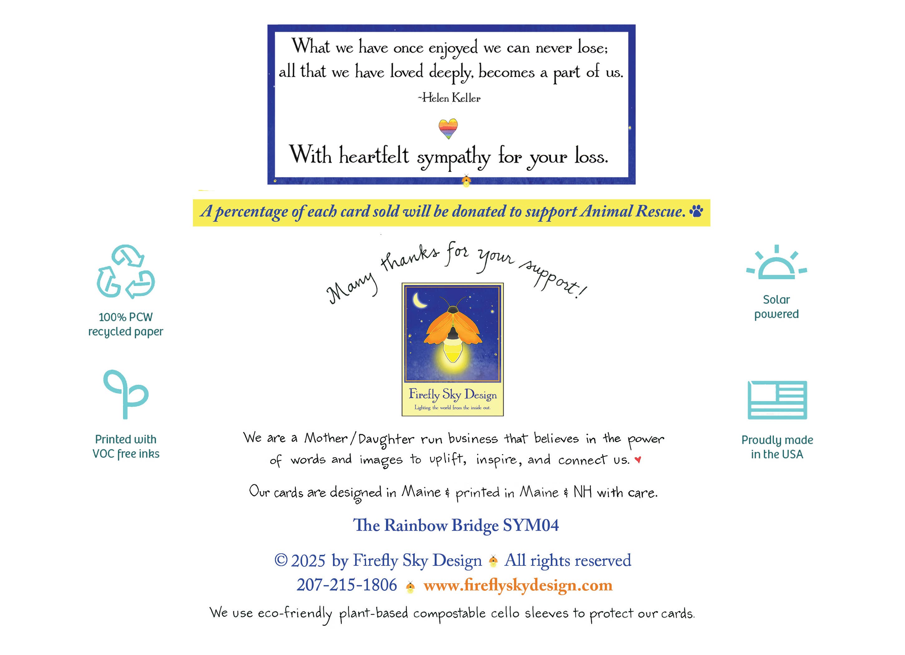 Firefly Sky Design - Wholesale Sympathy Card - NEW! The Rainbow Bridge Pet Sympathy Card3