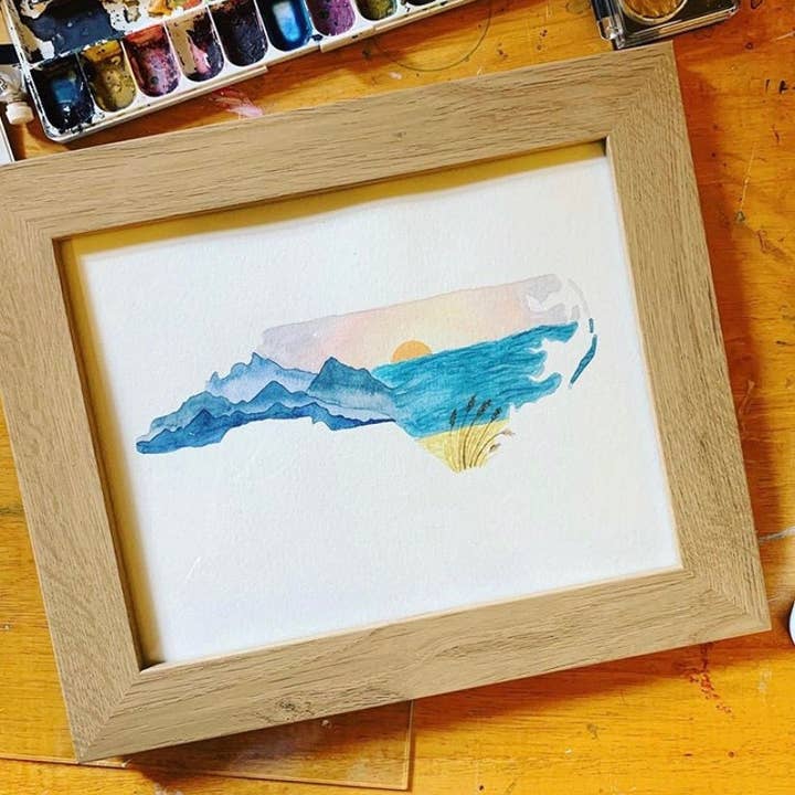 Amber Taylor Creative - Wholesale Art Print - North Carolina Watercolor, Nc Mountains, Nc Beach, Nc Art, W3
