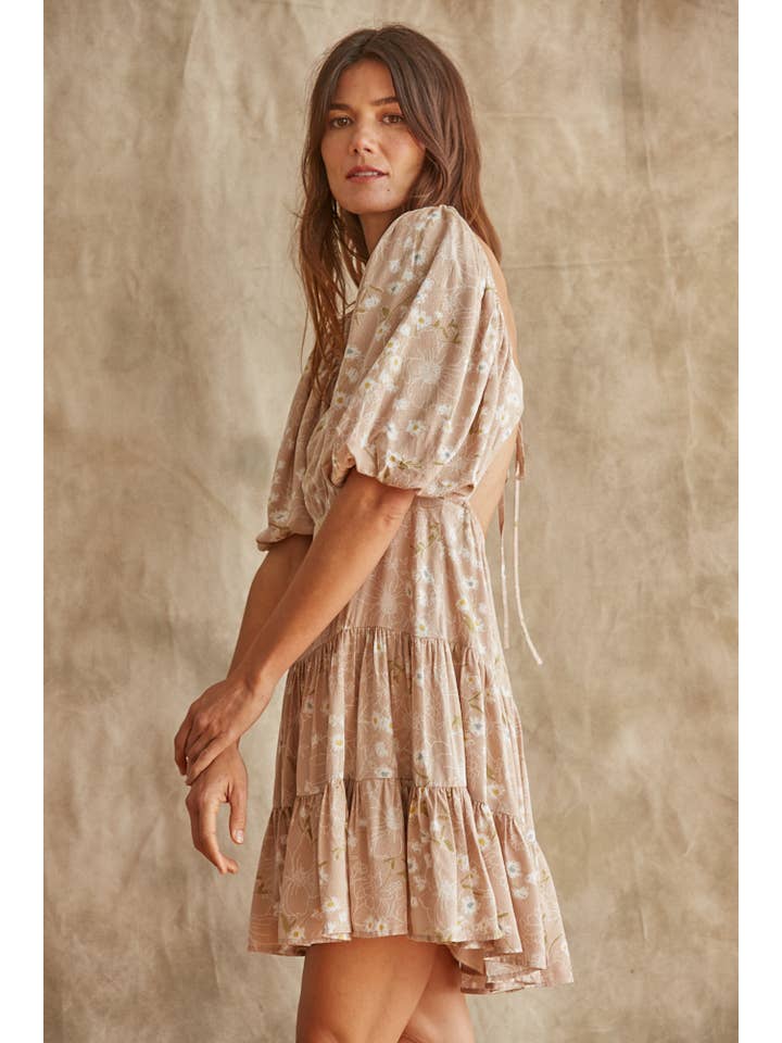 Sand RJ2418 | Woven Rayon Floral Print Ruffle Mini Dress for wholesale on Faire