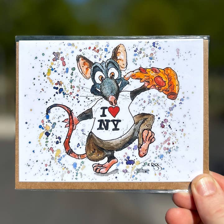 Une tranche de New York .Carte de vœux faite à la main pour la vente par Johnnerdraws