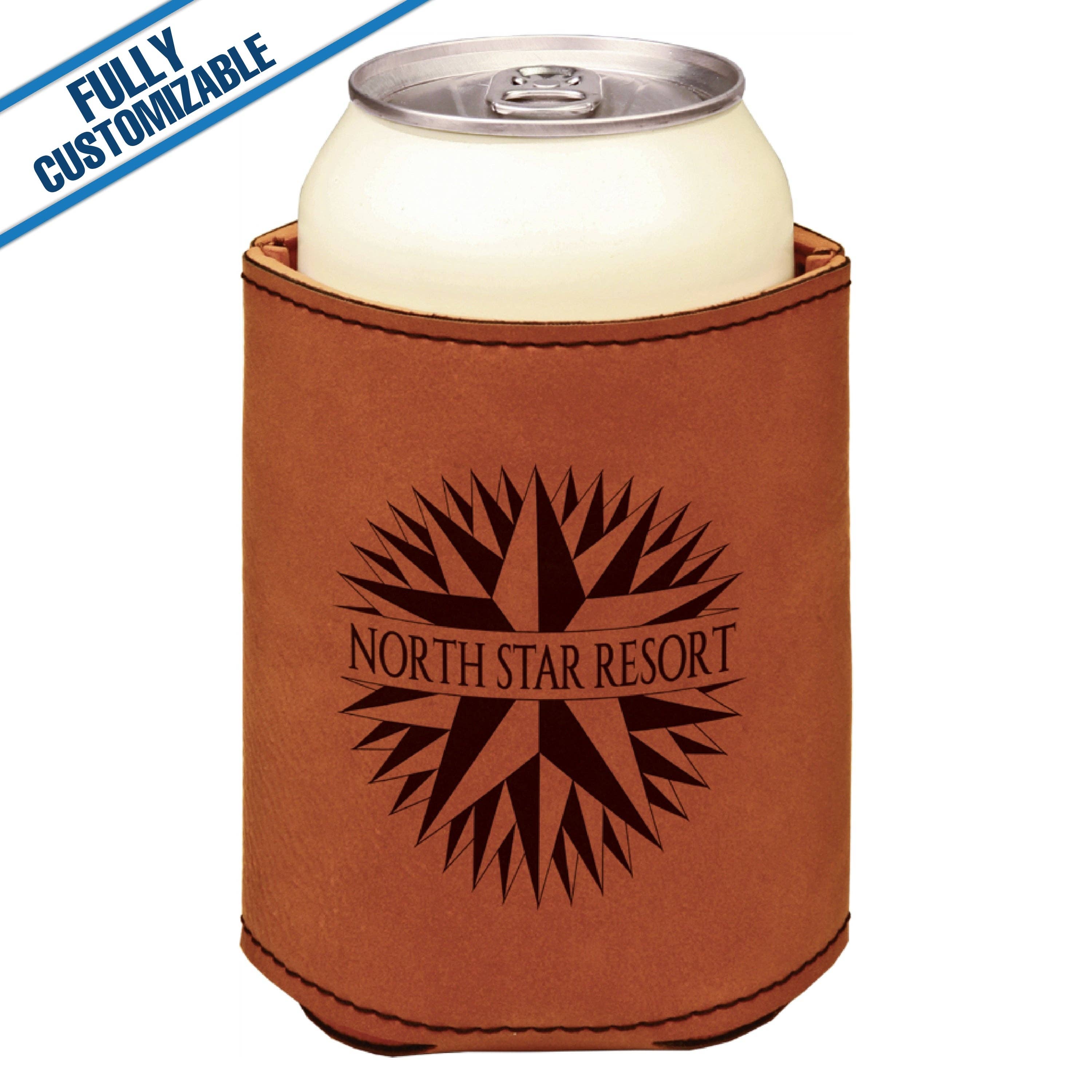 GiftWorksPlus - Vente Housses de boisson - 12 oz. Porte-boisson en similicuir gravé personnalisable1