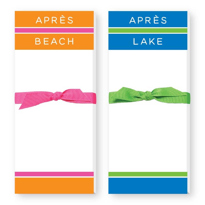 APRES "BEACH OR LAKE" SKINNIE NOTEPADS for wholesale by Donovan Designs