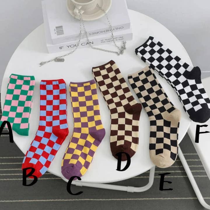 Weavey Studio - Wholesale Socks - Women's - Checkered Socks (High Ankle)