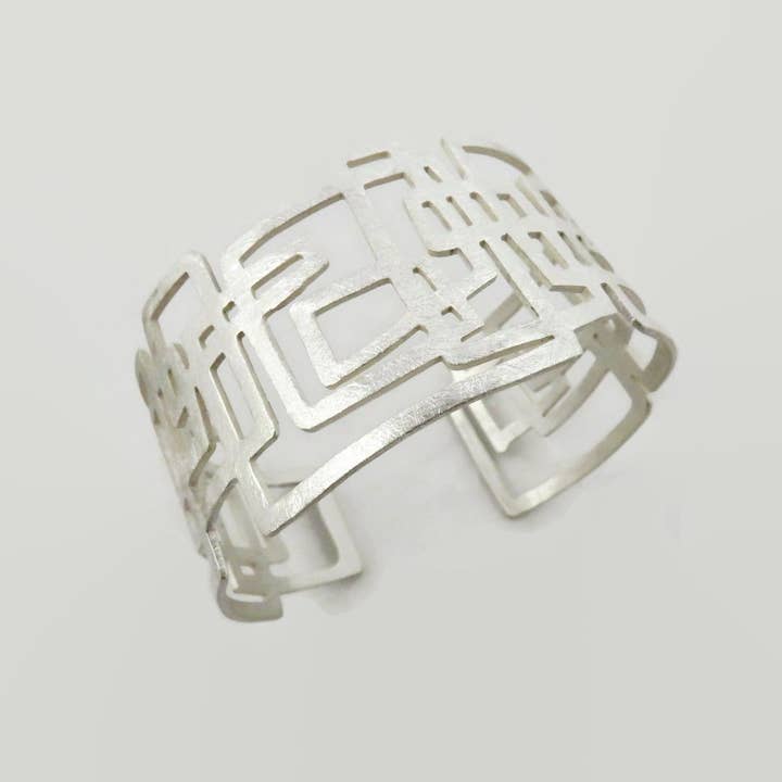 Kimya Joyas - Wholesale Cuff Bracelet - Modernist Wide Silver Cuff Bracelet4