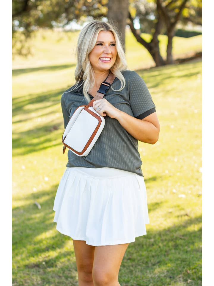 Rib Knit Polo Top, Olive Green for wholesale on Faire