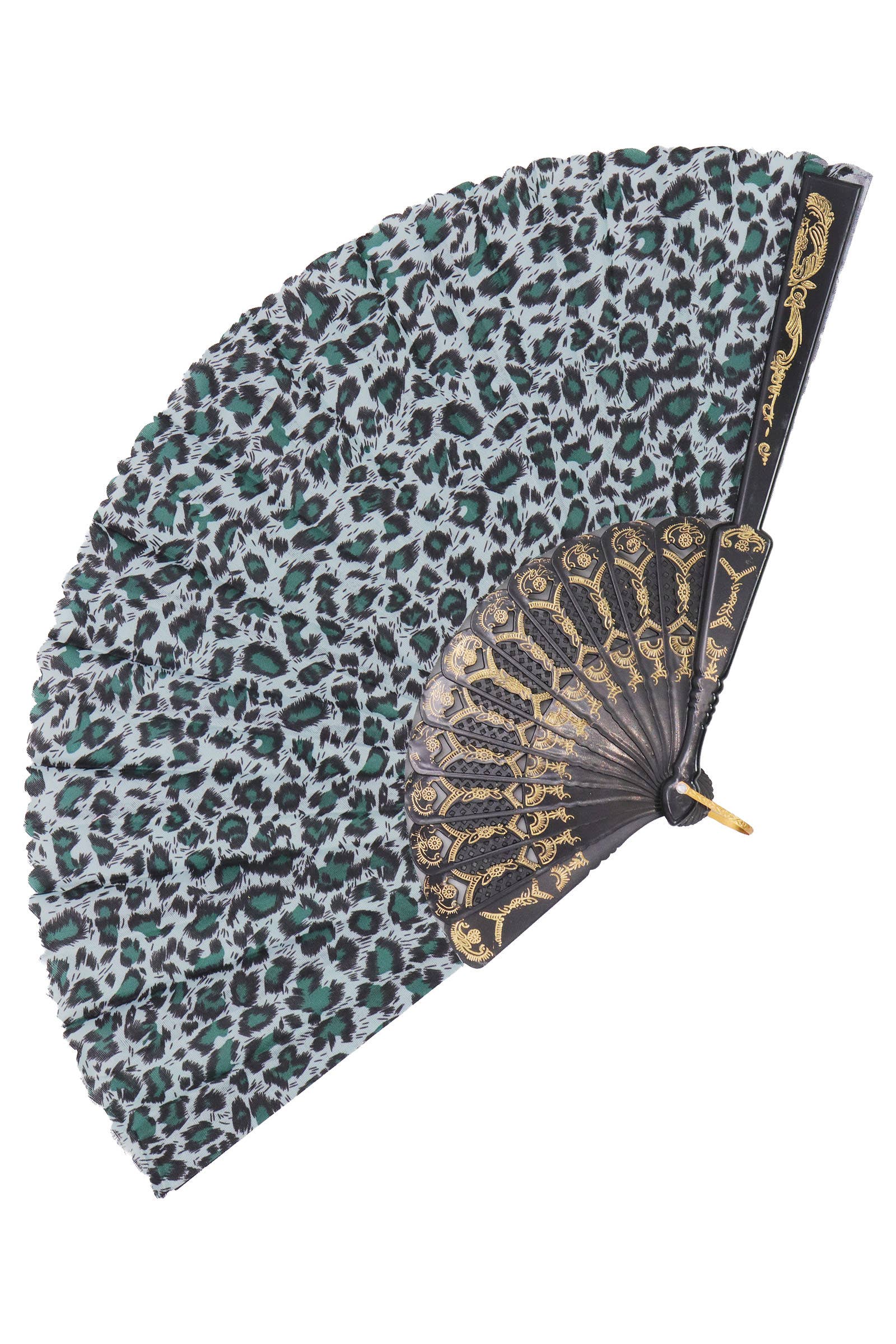 ASSORTED Exotic Leopard Black Hand-held Folding Fan for wholesale on Faire6