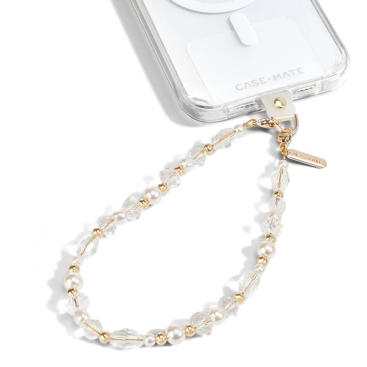 Crystal Pearl Gold Phone Charm for wholesale on Faire0