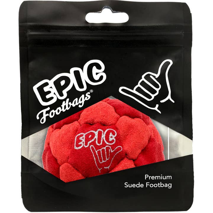 32 Panel Premium Suede Footbag, Kickin' Fire for wholesale by Epic Footbags
