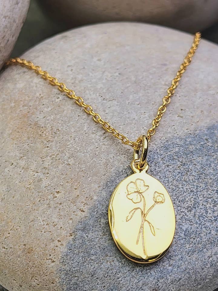 April-Geburtsblumen-Halskette in Gold - Süßerbse - Dankbarkeit für den Großhandel von Heart and Lotus Sterling Silver Jewelry