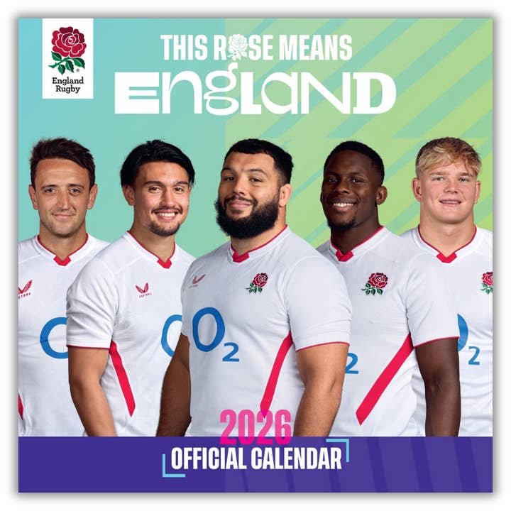 ENGLAND RUGBY UNION 2026 SQUARE CALENDAR for wholesale by Danilo Promotions Ltd