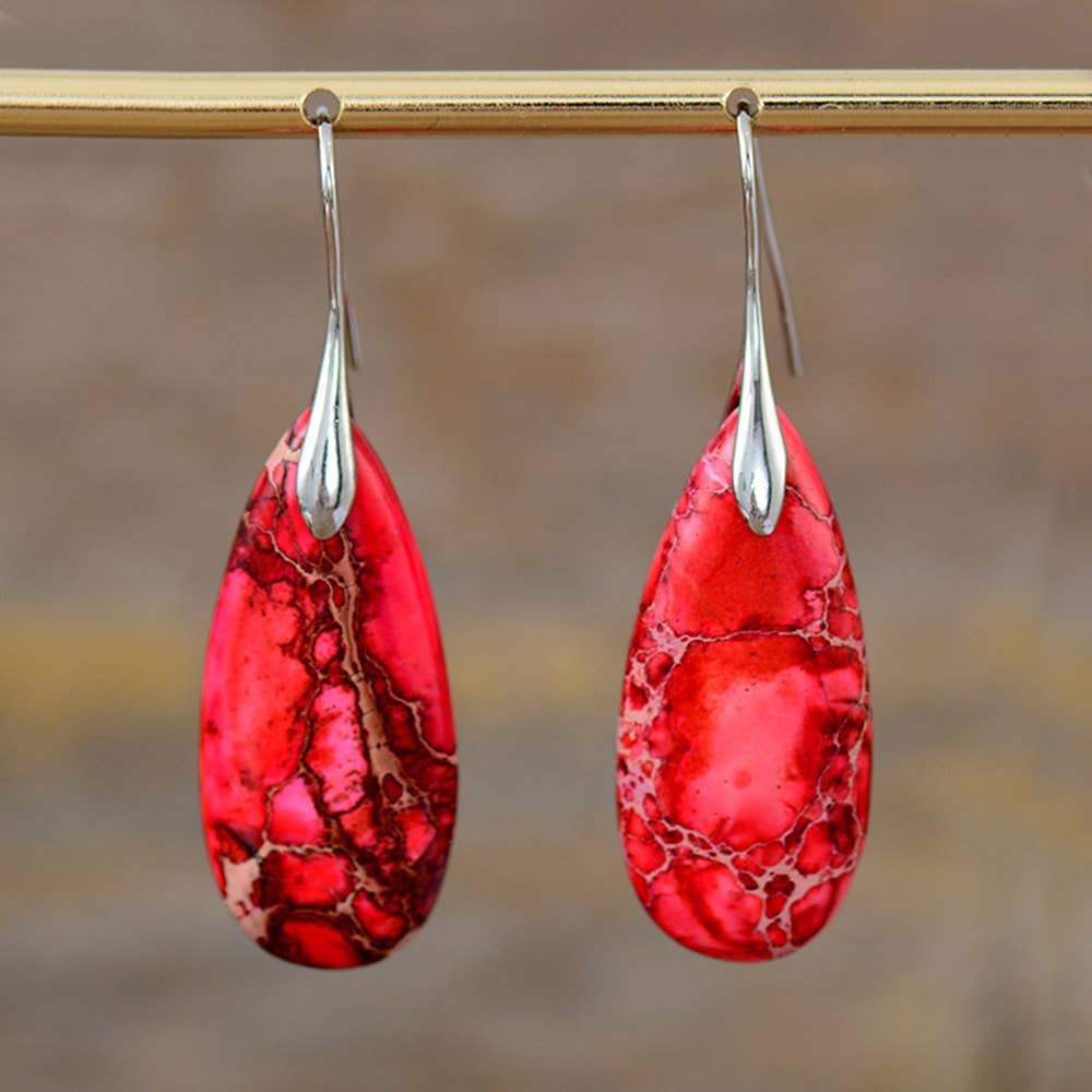 Wholesalesir - Wholesale Dangle Earrings - Bohemian Emperor Stone Droplet Pendant Earrings2