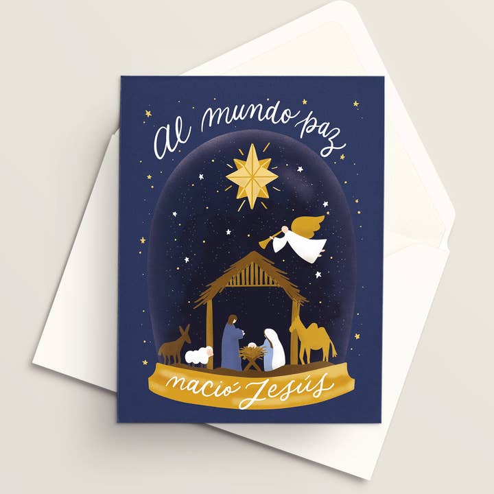 Vivi Furlong - Wholesale Christmas Card - Al mundo paz | Tarjeta cristiana | Tarjeta hecha a mano | Tarjeta de fiestas | Tarjetas navideñas | Navidad 2025 | Basada en la fe0