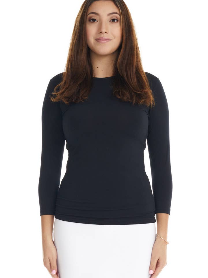 3/4 Sleeve Slinky Layering T-Shirt Top EX801254 for wholesale by Esteez LLC