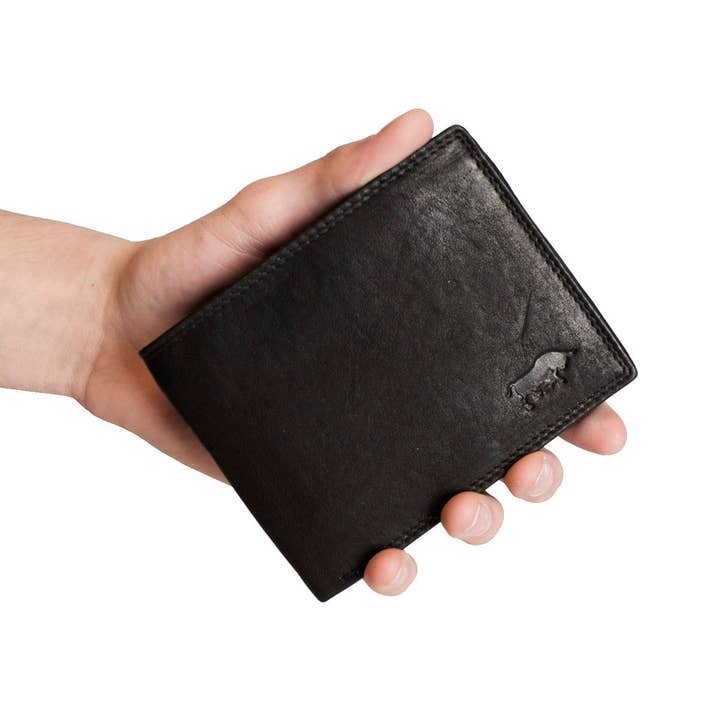 Black Leather Wallet RFID - Anti-Skim Feature for wholesale by Arrigo