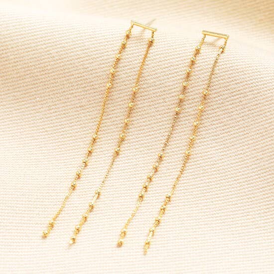 Bar and Hanging Chain Drop Earrings in Gold for wholesale by Lisa Angel