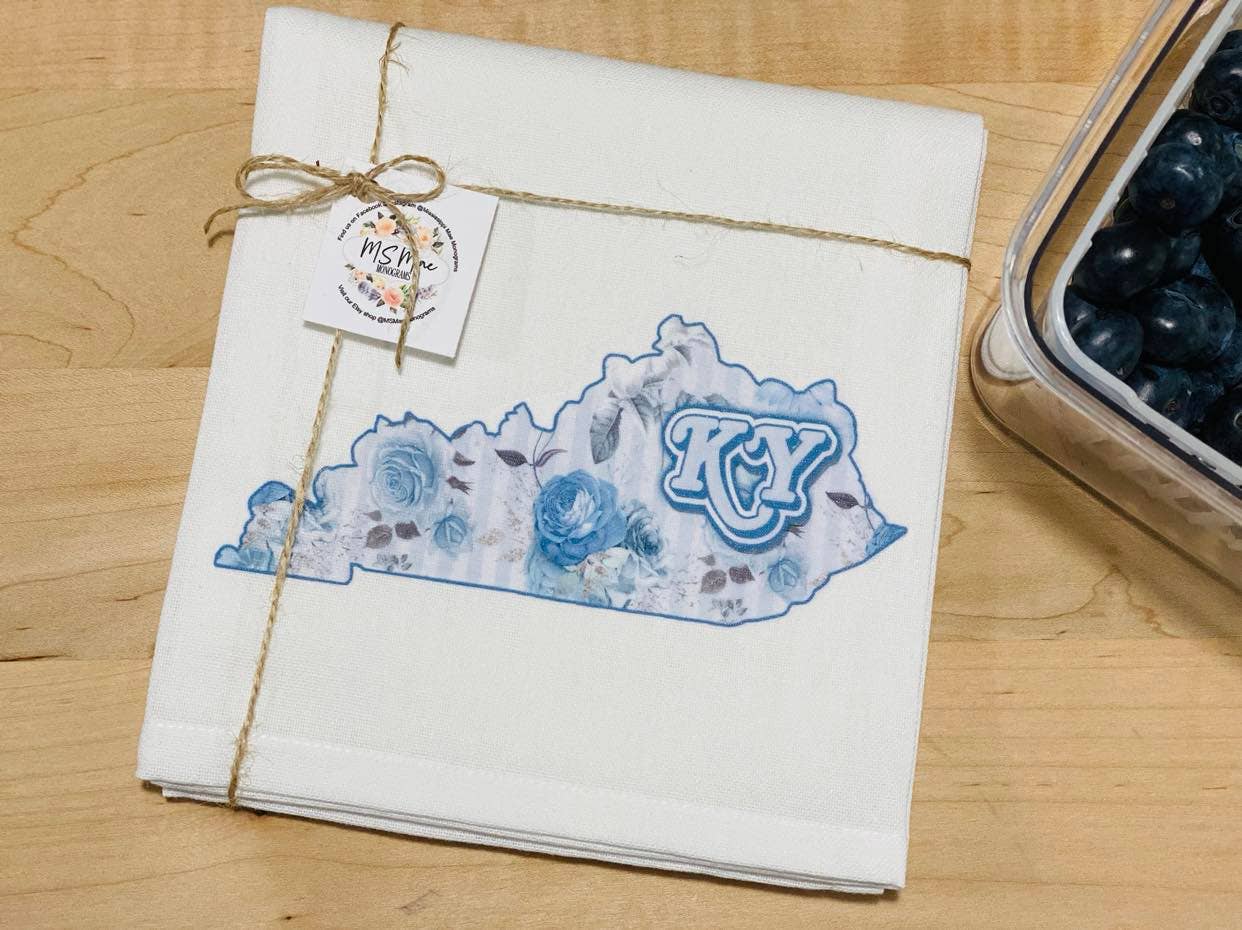 Mississippi Mae Monograms - Wholesale Tea Towel - Blue Kentucky Kitchen Towel1