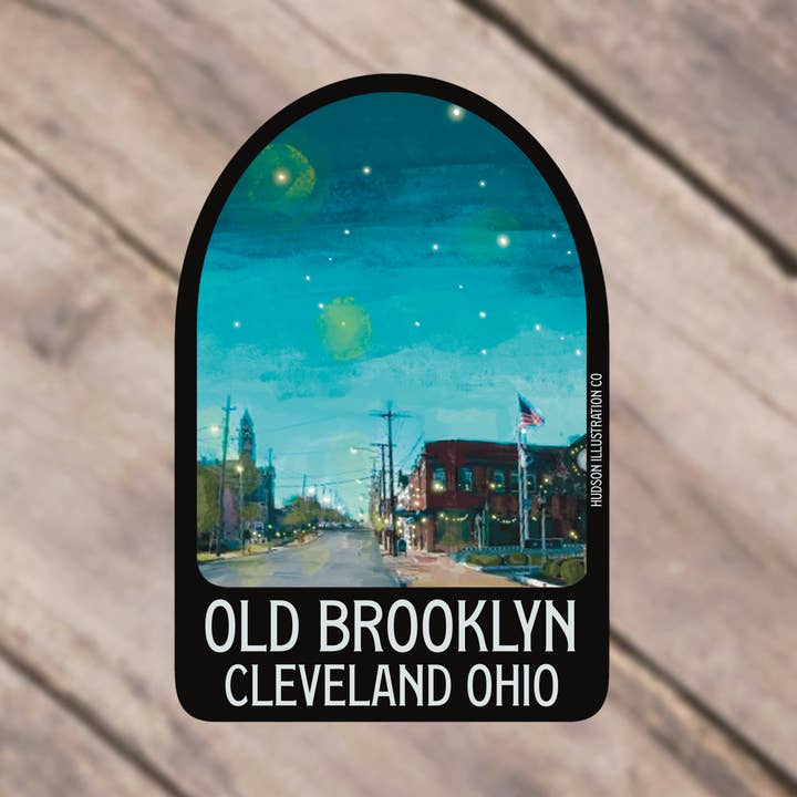 Adesivo/magnete/stampa/cartolina Old Brooklyn - Cleveland Ohio per la vendita all'ingrosso da parte di Hudson Illustration Co - About Town Co
