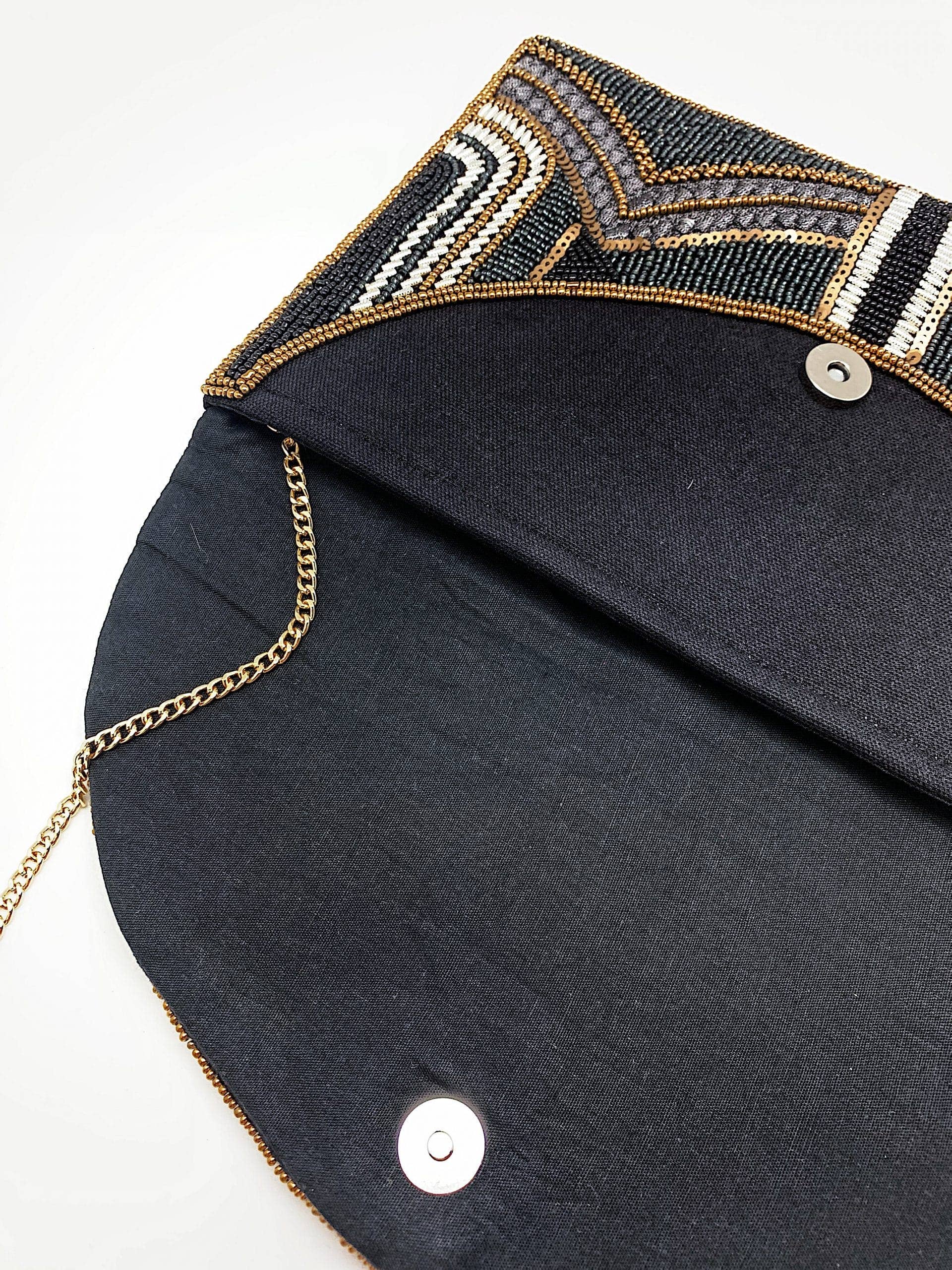 Pizzazz, Inc. - Wholesale Clutch Bag - Women's - Hematite And Black Gatsby Beaded Clutch1