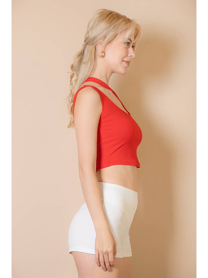 CAPELLA APPAREL - Wholesale Knit Top - Women's - Ribbed One Shoulder Cross Strap Crop Top11