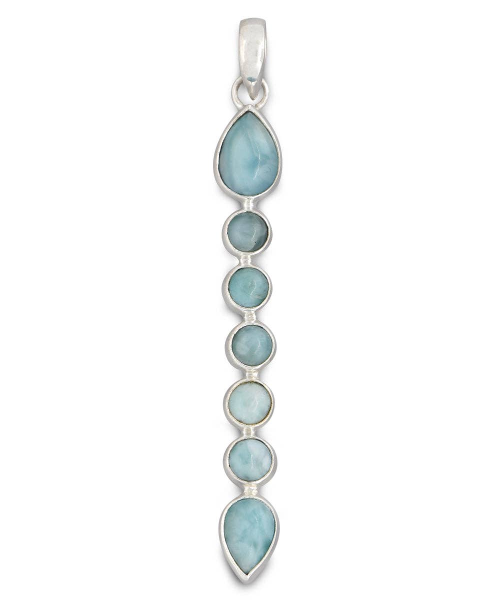 Culture Spot - Vente Breloques/médailles personnalisées - Pendentif apaisant en larimar avec sept pierres1